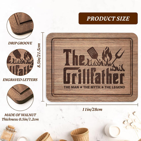 The Grillfather Walnut Cutting Board, Unique Gifts for Dad, Cool Kitchen Gifts for BBQ & Grill Masters