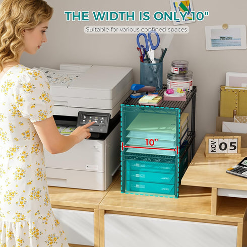2 SINGAYE Bookshelf Shelves Bookcase Shelf: Tier Small Shelving Unit Home Storage Organizer Wire Metal Adjustable Free