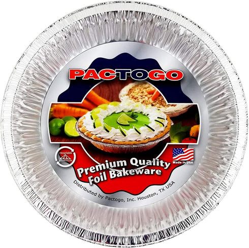 PACTOGO Aluminum Foil Pie Pan, Disposable Baking Tin Plates, 9-5/8 Inches, Pack of 12