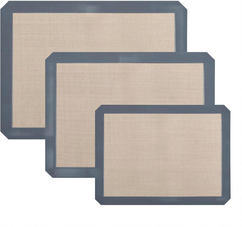 3-Pack Non-Stick Reusable Silicone Baking Mat, Perfect for Oven, Great for Baking Cookies, Pizza, Food-Grade Silicone