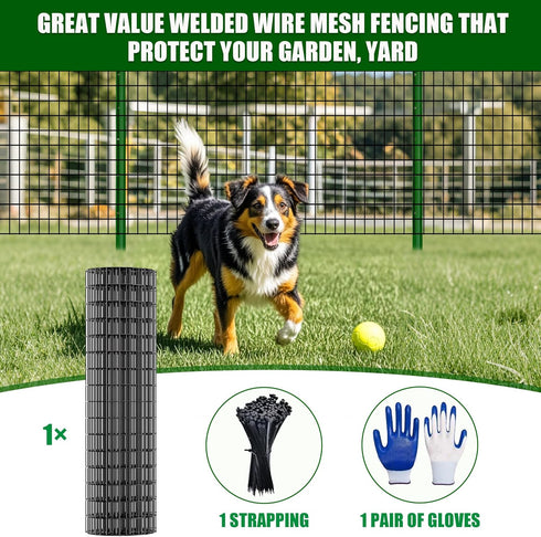 24 50 2x3 inch 15GA PVC Coated Welded Wire Mesh Fence, in x ft, Mesh Heavy-Duty Roll, Garden Border Fencing