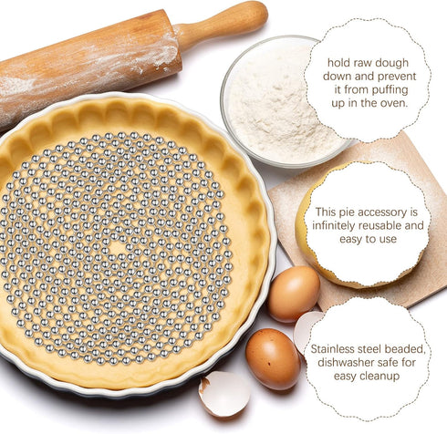 Ferraycle 2 Pieces Pie Weights for Baking, Stainless Steel Baking Beads, Pie Weights for Dough Kitchen Cooking (6 Ft,