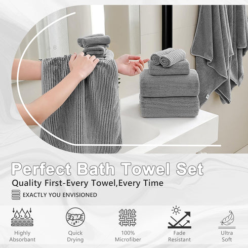 8-Piece Set Bathroom|2 Sheet,2 Towels,4 Cozy Set Premium Towel for Oversized Large Bath Hand Washcloths|Soft Highly