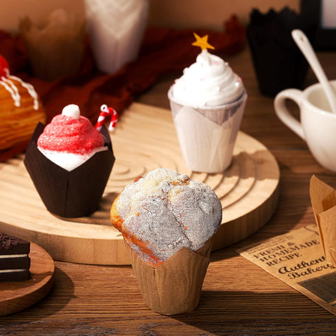 Funtery 600 Pcs Mini Size Tulip Cupcake Liners Mini Baking Cups Non Stick Baking Cups Grease Resistant Muffin Cups Paper Liners Cupcake Wrappers for Wedding Birthday Party