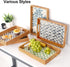 13"9") Rectangle Rattan Tray with Mother of Pearl Inlay, Rattan Serving Tray with Handle for Coffee, Bread, Fruits