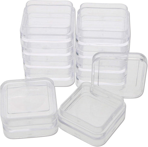The Beadsmith Personality Case – 2 Clear Square Stacker Jar Set – Each Stack Measures 1.25 x 2.3 inches - Total 10 Jars and 2 lids, for Storage of Small Items, Crafts, Jewelry, Hardware by The Beadsmith