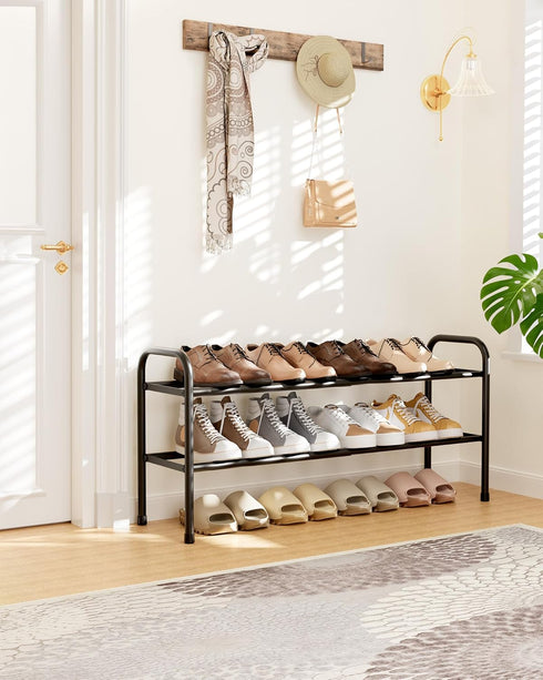 2-Tier Closet, 17.5"32.6" 9.1" 15.4", Kitsure Extendable Shoe Rack - Adjustable Metal Shoe Organizer, Sturdy