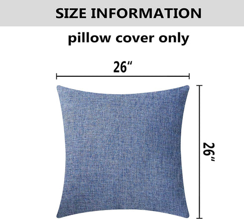 Home Brilliant Set of 2 Linen Euro Shams, Large Throw Pillow Covers for Couch, 26 x 26 Inch (66x66 cm), Navy Blue