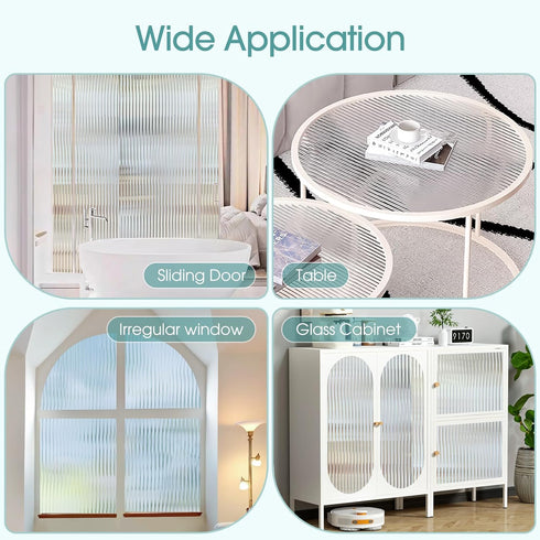 Coavas Reeded Glass Window Privacy Film, 3D Decorative Clings, Peel and Stick Fluted Window Decals (17.5x78.7 in,