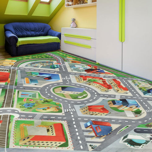 JinKune 48'' 71' Large Kids Carpet Play Mat Rug for Playroom, x Car Rugs Mat for Kids Toy Cars, City Life with Road