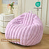 MEGO Kids Fluffy Faux Rabbit Fur Bean Bag Chair Cover(No Filler), Light Purple Plush Striped Stuffed Animal Storage