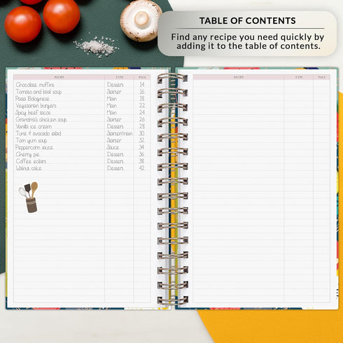 PLANBERRY Blank Hardcover Recipe Book – Empty Cookbook Journal to Fill In Your Own Recipes – 60 Recipes, 6.3”x8.4”