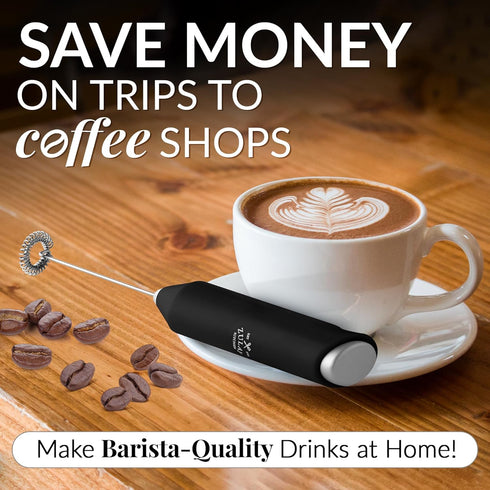 Zulay Kitchen Duracell Powered Milk Frother Handheld Foam Maker - Whisk Drink Mixer for Coffee, Latte, Matcha,