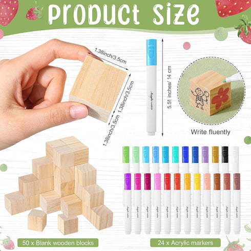 75 50 24 Qilery Pcs Baby Shower Games Sign Kit Including Decorate a Block Game Sign DIY Blank Wooden Block Acrylic