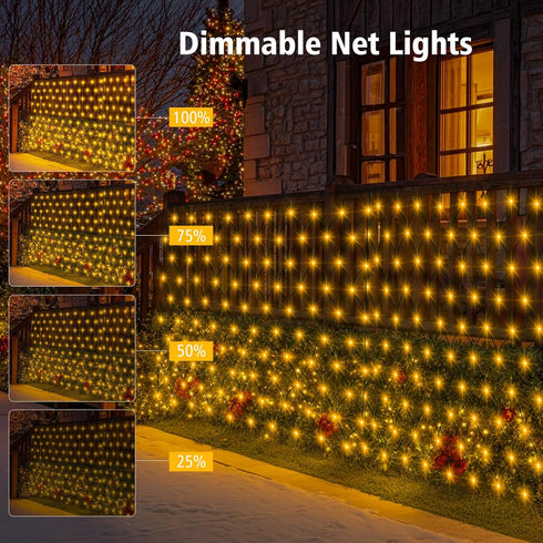 6.6 9.8Ft 200 8 Dimmable echosari Net Lights Battery Powered, x LED Net Bush Lights with Mode Timer Remote, Mesh