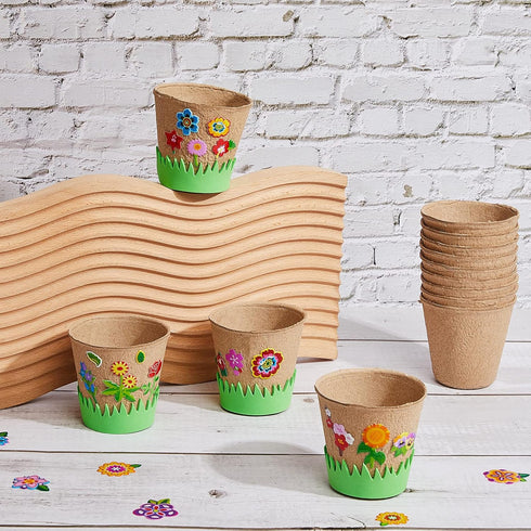 12 Sets Summer Jecery Garden Paper Craft Kit DIY Foam Flower Pots, Flower Planting and Growing Kit for Spring Early