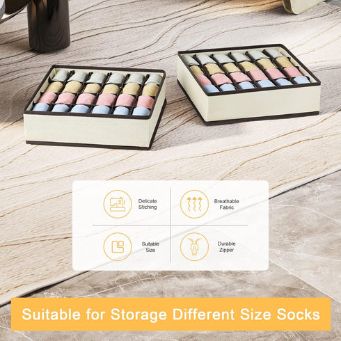 Joyoldelf Drawer Organizer Divider, 2 Packs, 24 Cell Collapsible Closet Organizer for Storing Socks, Bra, Ties