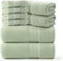 Set 8-100% Set 600 2 2 4 REDKISS Green Towel of Cotton Luxury Bath Towels for Bathroom, GSM Highly Absorbent Bathroom