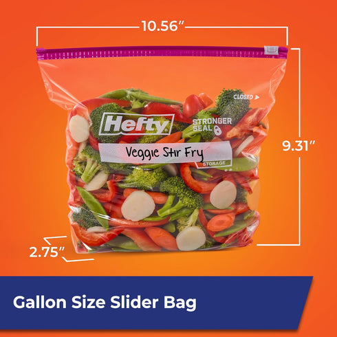 66 Count Hefty Slider Kitchen Storage Bags, Gallon Size
