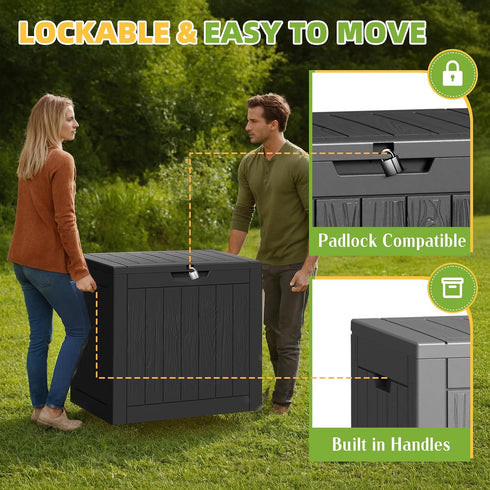35 Package Gallon Resin Deck Box with Lockable Latch, Waterproof UV-Resistant Multi-Purpose Outdoor Storage for Patio