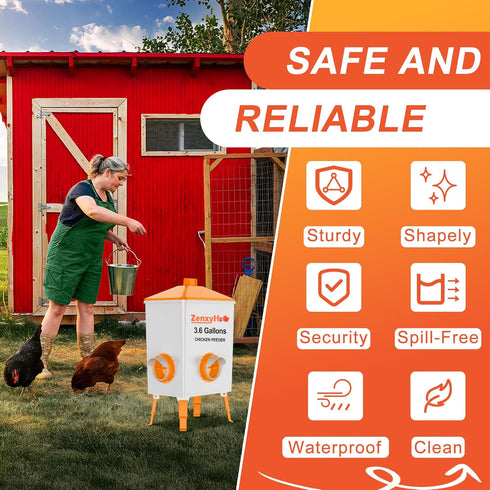 8 ZenxyHoC DIY Chicken Feeders No Waste, Ports Poultry Feeder with Hole Saw for Buckets Troughs Orange