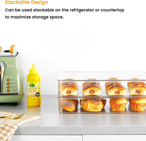 vacane Stackable Freezer Organizer, Flat Produce Saver Sliced Cheese Container with Lids, Freezer Storage Containers