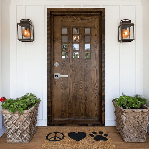 Welcome Mats for Front Door Outdoor Entry, Peace Love Pawprint Doormat, Non-Slip Mat, 17 x 30 Inch