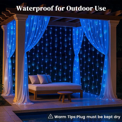 300 9.8ft 9.8ft 8 DomeStar LED Fairy Curtain Lights, x Waterproof String Hanging Lights with Modes Remote, Plugin