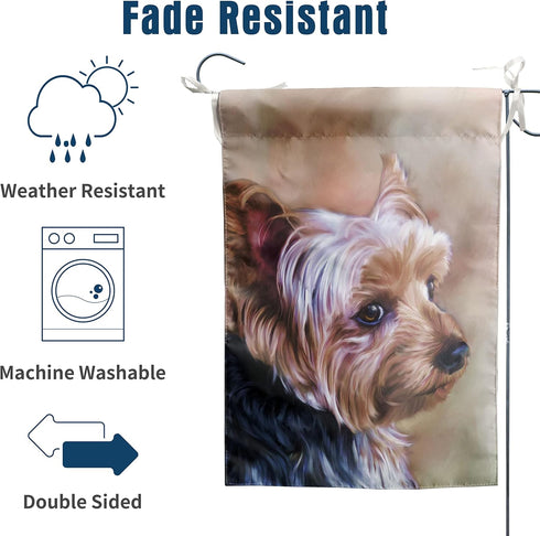 Yorkie Dog Garden Flag Welcome - Double Sided Small Yorkie Mom Banners and Flags 12 x 18 for Outdoor Seasonal