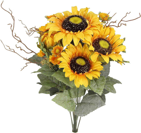 Admired By Nature Artificial Sunflower Bouquet Bush, 11 Stems Gold Sunflowers for Weddings, Home Decor, Events