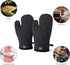 Encasa Homes Long Oven Mitts, 12" Heat Resistant Gloves (2 pc Set) for Kitchen Cooking & Baking - Butcher Stripes Black