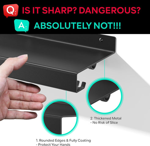 Metal Shelf Compatible with Tonal Accessories, Wall Mounted Gym Rack Organizer with Hooks for Home Gym Storage