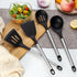 Pleafind 4-Pcs Silicone Cooking Utensils Set, Includes Wok Ladle, Slotted Spoon, Solid Spatula, Slotted Spatula,