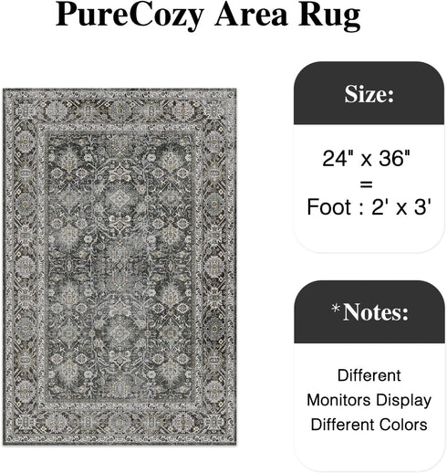 Black Grey Entryway Rug 2x3, Vintage Indoor Kitchen Washable Door Mat, Tribal Distressed Accent Throw Rug
