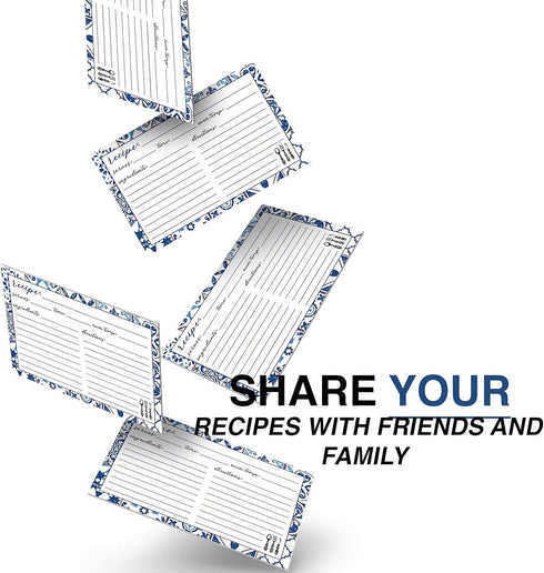 Recipe Cards 4" X 6" Double-Sided Premium Thick Card Stock - Great Gift for Amateurs or Experienced Chefs (Pack of 50)