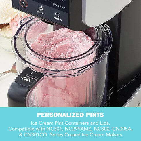 4 16oz NC301 NC300 NC299AMZ LP Pcs Ice Cream Pints Containers and Lids, Cups Compatible with Series Creami Makers