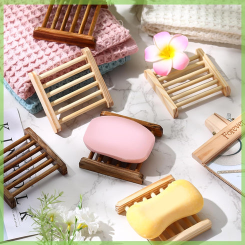 50 3.3 3.3 0.67 Inch Amyhill Pcs Bamboo Wood Soap Dish Bulk Bathroom Wooden Soap Holder Savers Self Draining Dishes