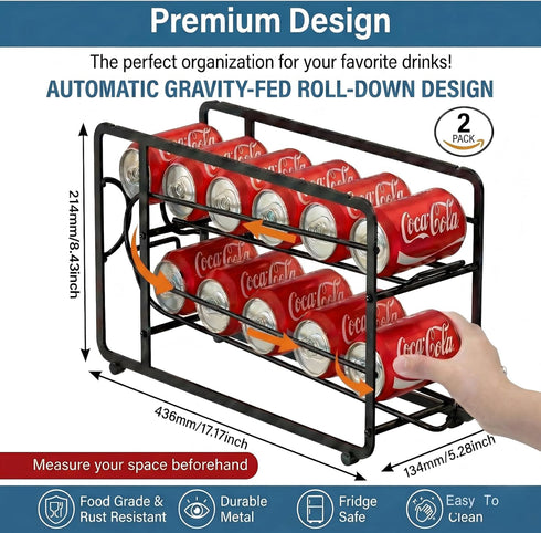 2 Pack CANYAVE Soda Can Organizer Storage Rack, Stackable Beverage Soda Can Dispenser Organizer Holder