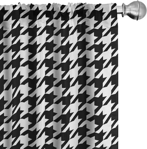Ambesonne Modern Curtains, Bizarre Shapes Houndstooth Graphics, 2 Panel Set for Living Room Bedroom