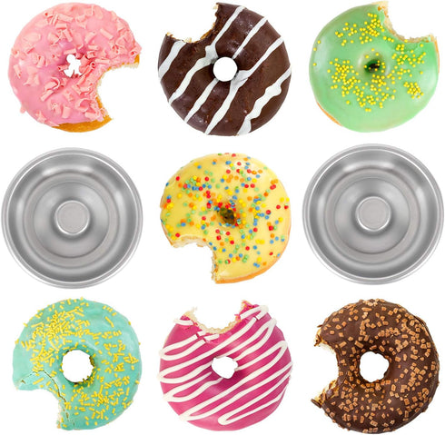 10PCS Non-Stick Individual Donut Pan for Baking, Sturdy Anodized Aluminum Alloy, DIY Doughnut Cake Mould Bakery Tools