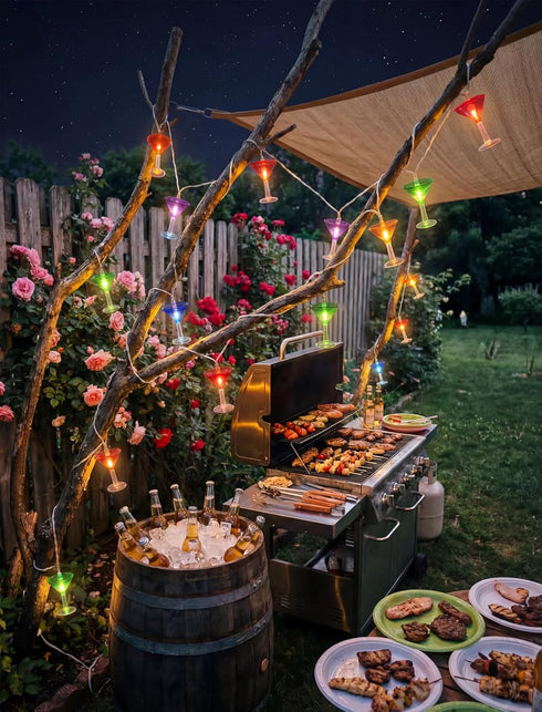 8.5Ft 10 Summer Multicolor Cocktail String Lights, Cocktail Plug in Outdoor Party Lights with LED Multicolor Cocktail