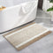 MILVOWOC Luxury Chenille Shaggy Bath Mats, Non-Skid Soft Rugs for Bathroom, Machine Wash/Dry, Khaki/White (17x24 Inch)