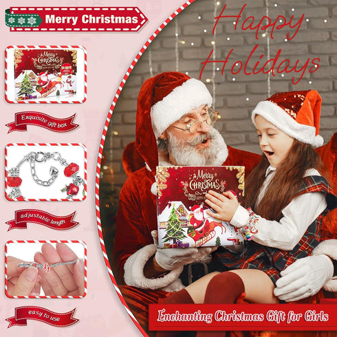 2024 Christmas Advent Calendar Charm Bracelets for Girls, SIXNIE 24-Days Countdown with DIY Charm Bracelets Kits