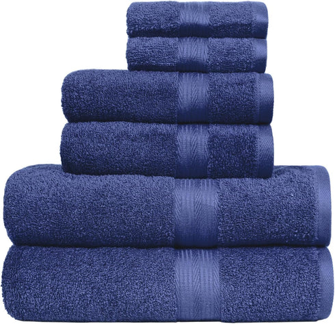 6-Piece 100% Set, 2 2 2 Amazon Basics Fade-Resistant Cotton Towel Soft and Absorbent, Bath Towels, Hand Towels