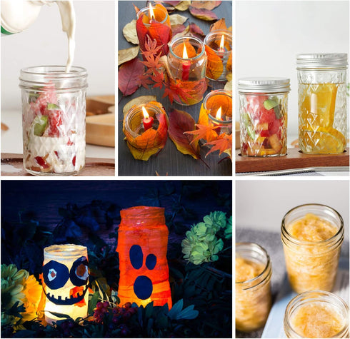 24 Pack 4 OZ 8, 8 OZ 8, 12 OZ 8 (4oz -8oz-12oz) SPANLA Mason Jars, Canning Jars With Regular Lids, Ideal for Jam