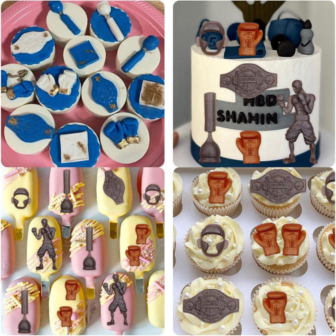 Boxing Sports Silicone Molds, 5 Pcs 3D Gloves Helmet Belt Molds for Cake Decorating and DIY Crafts