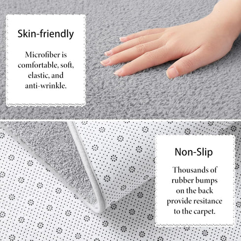 Keeko Soft Area Rugs for Bedroom Living Room, 4x6 Grey Modern Low Pile Fluffy Machine Washable Rug