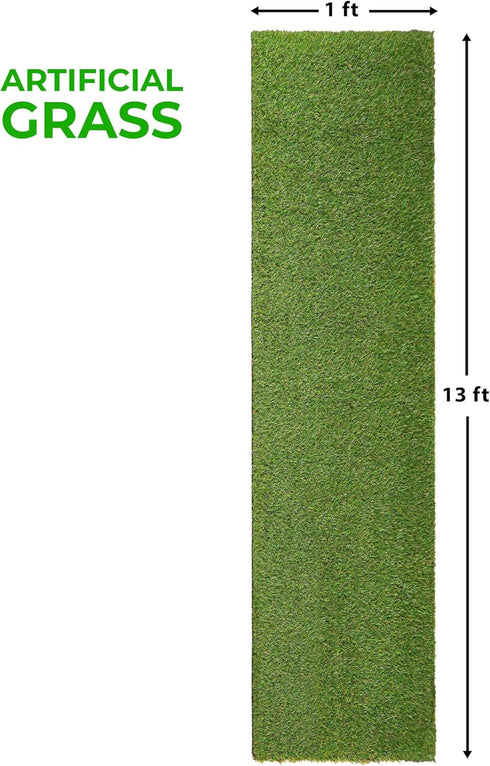 Superior Artificial Grass Indoor/Outdoor Area Rug - Faux Turf for Backyard, Playground, Dog Training, 1' x 13', Green