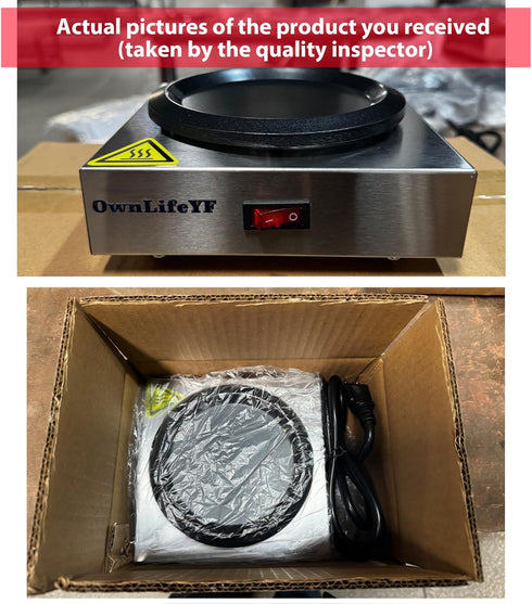 Commercial 60W 176 Commercial Coffee Warmer, Single Burner Decanter Warmer Plate, Stainless Steel Portable Warmer