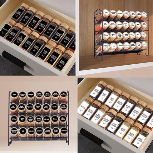 SWOMMOLY 892 Spice Jar Labels in 5 Types with Chalk Marker Set, 800 Printed Spice Labels with 92 Extra Write-on Stickers